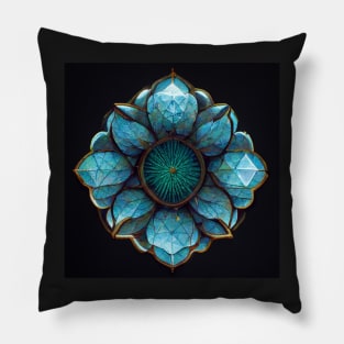 Blue crystal lotus flower mandala Pillow