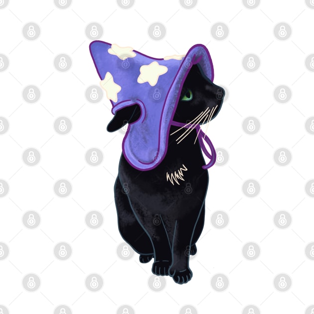 Lucky Black Cat Familiar Purple Witch Costume Halloween Pet Portrait by fiatluxillust