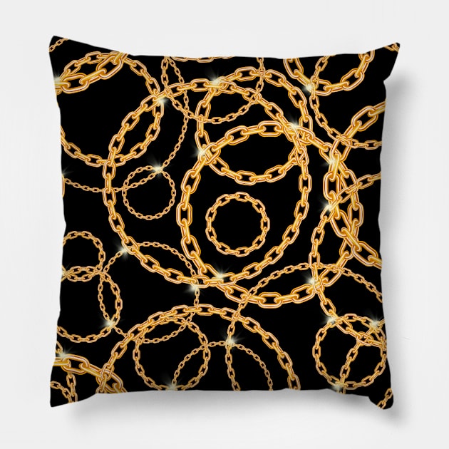 Gold Chains Pillow by Victor Ribeiro