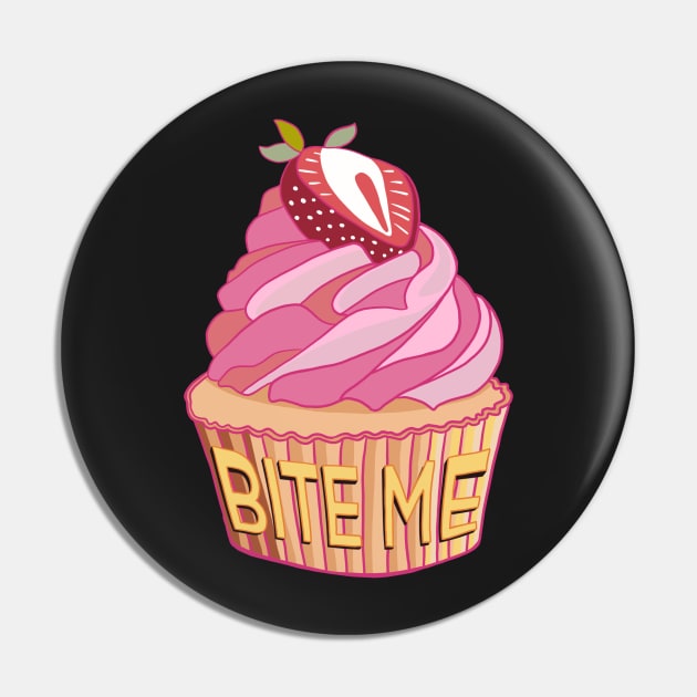 Pink Bite Me Cup Cake Pin by Apescribbles