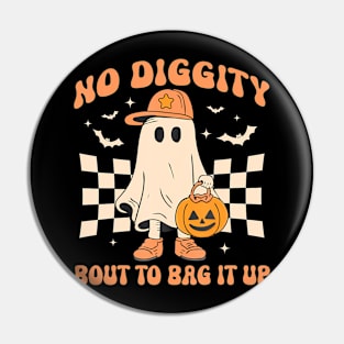 Halloween Ghost Bout to Bag it Up Toddler Kids Pin