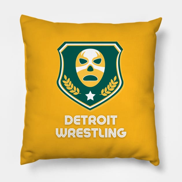 Detroit Wrestling "Warrior Green" Pillow by DDT Shirts