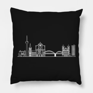 Cologne Skyline in white with details Pillow