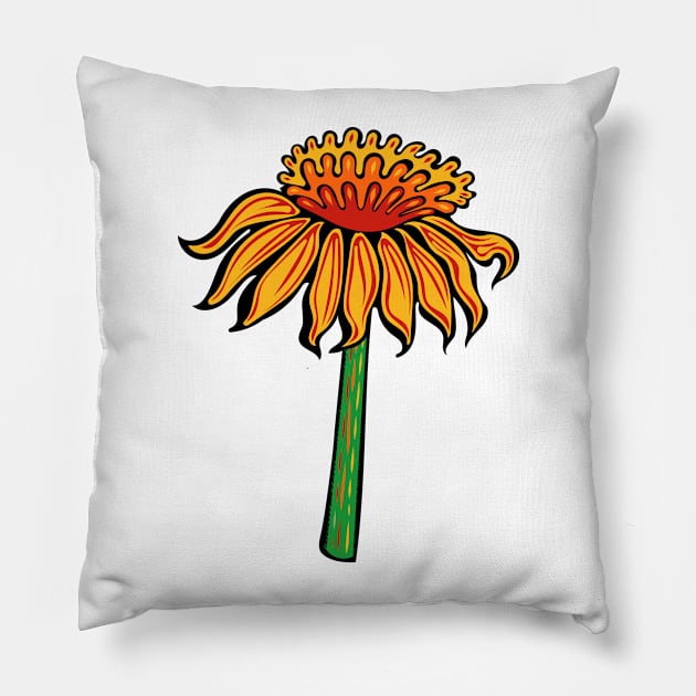 Flame Coneflower  Indigenous WAWEZHI CANADA Pillow by WAWEZHI