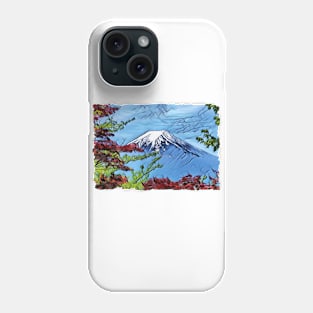 Mount Fuji Japan Digital Art Design Phone Case