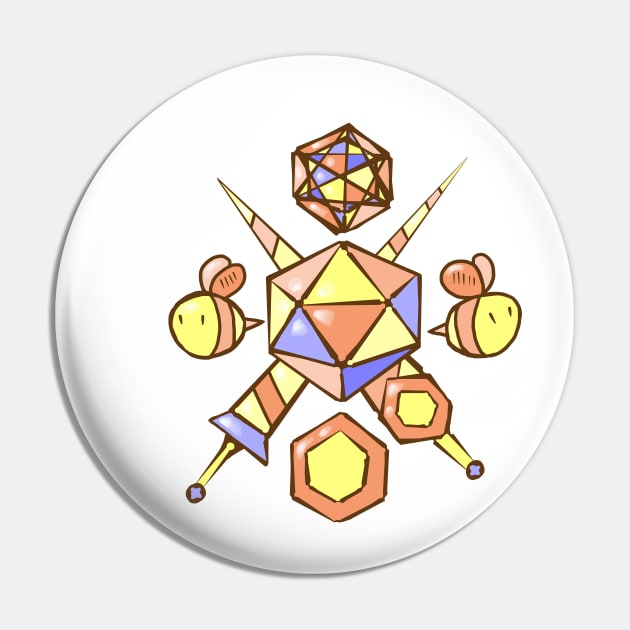 d20 Coat of Arms - Honeycomb Pin by JonGrin