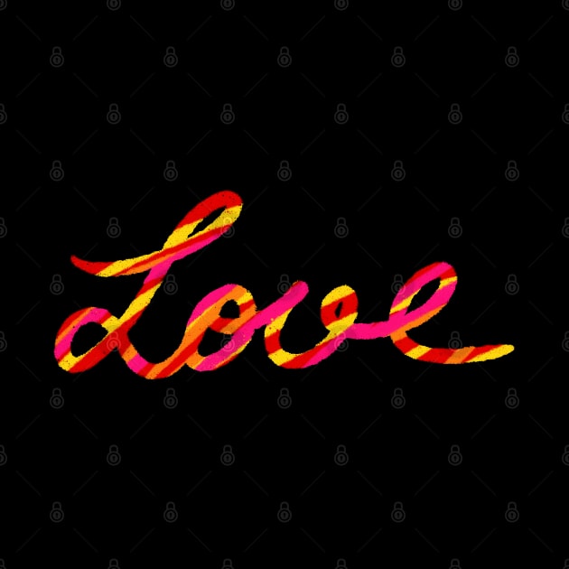 Love yellow pink orange red hand written by iulistration