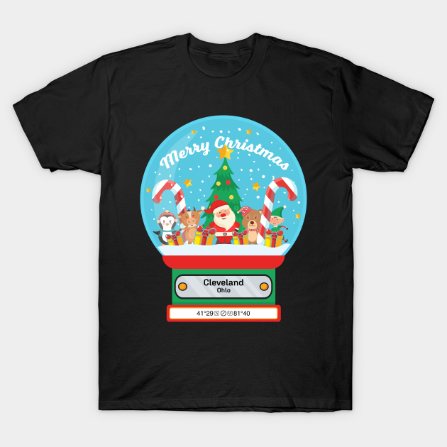 Discover Cleveland Ohio USA - Merry Christmas SnowGlobe - Cleveland Ohio Usa - T-Shirt