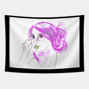 Girl With A Messy Bun - Purple Palette Tapestry