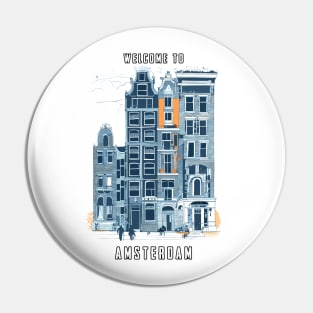 Amsterdam Holland Vintage Dutch Streets Travel Art Pin