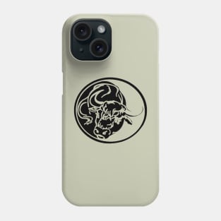 Black Bull Line Art Drawing Tattoo Art Phone Case