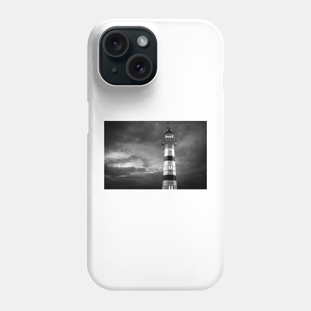 lighthouse at night in Malmö Sweden in B/W Phone Case by connyM-Sweden