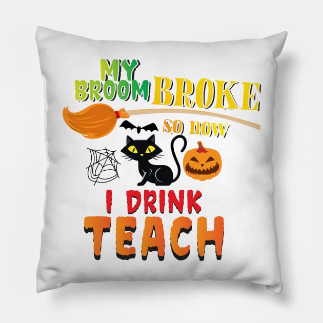 My broom broke so now I teach Pillow by MZeeDesigns