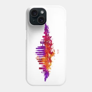 New York City Skyline Colorful Watercolor in red orange and purple Phone Case