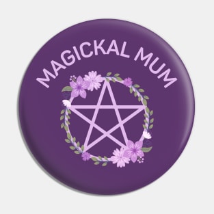 Magickal Mum Purple Lilac Floral Pentacle Cheeky Witch® Pin