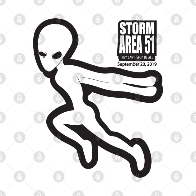 Alien run Storm area 51 white on black by Janatshie