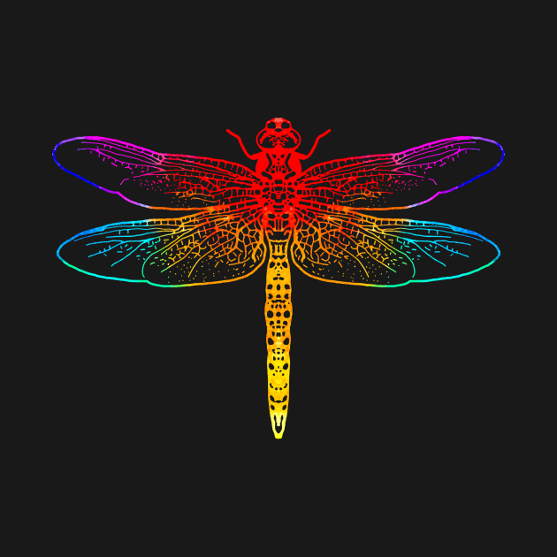 Neon Rainbow Dragonfly by SpecialTs