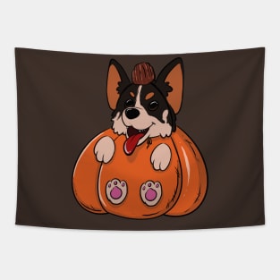 Corgi Pumpkin Tapestry