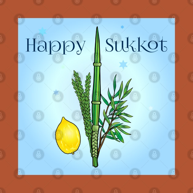 Sukkot Lulav and Etrog Tropical Palm Leaves Jewish Holiday by sofiartmedia