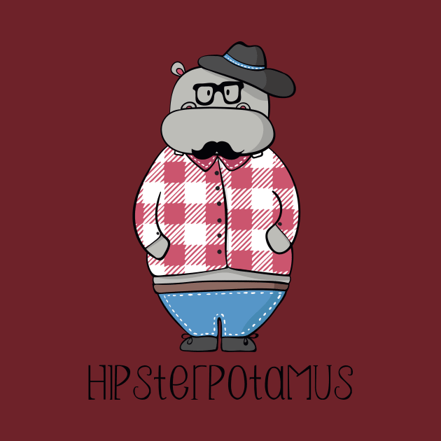 Hipsterpotamus- Funny Hippo Hipster gift by Dreamy Panda Designs