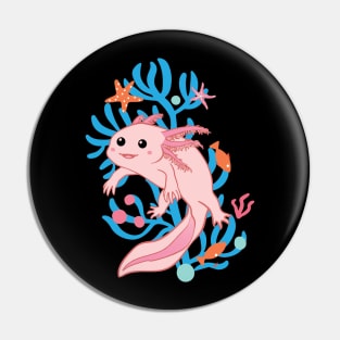 Kawaii Pink Axolotl Coral Pin