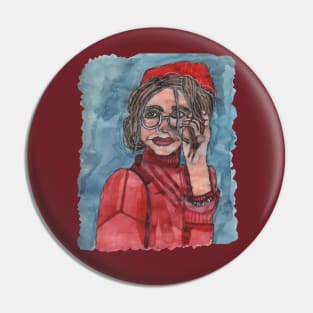 Woman in Red Sweater Pin