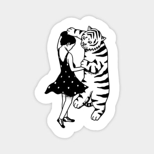 Girl and Tiger dancing Magnet