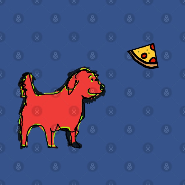 Cute Dog Found Food A Pizza Slice by ellenhenryart