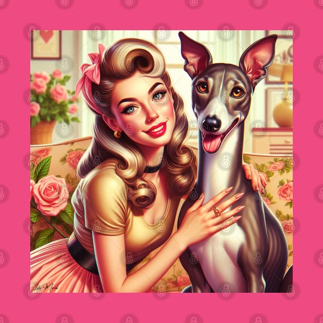 Greyhound Dog and Beautiful Woman Vintage Retro by Greyhounds Are Greyt