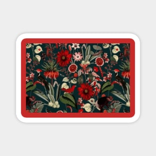 Vintage Floral Wallpaper with Animals Magnet