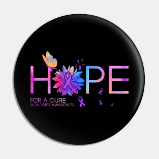 Hope For A Cure Alzheimer Awareness Flower Butterfly Gift Pin