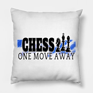 Chess One Move Away White Outline Pillow