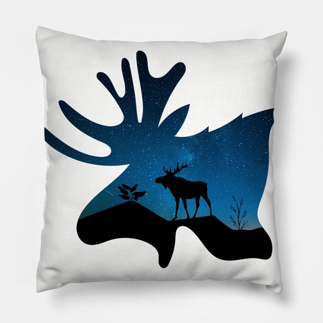 Moose lovers, forset moose silhouette Pillow by mezy