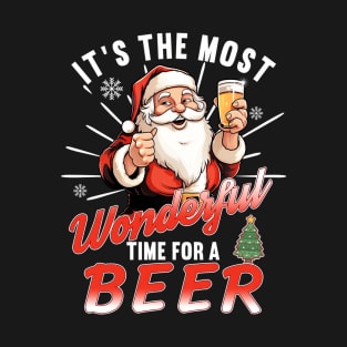 It's the Most Wonderful Time for a Beer - Funny Beer Santa T-Shirt