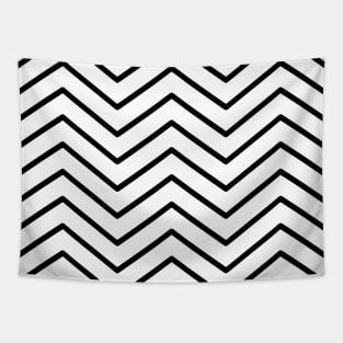 Black And White Zigzag Lines Tapestry