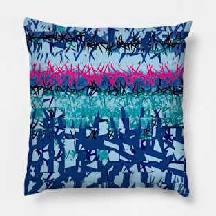 Blue Blades Horizon - Abstract Art Pillow