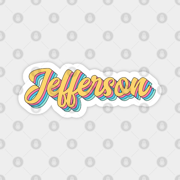 Jefferson Retro Yellow Script Magnet by modeoftravel