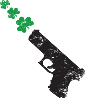 Gun shooting Shamrocks Magnet