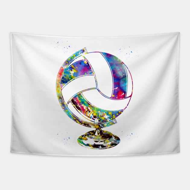 Volleyball Globe Tapestry by erzebeth