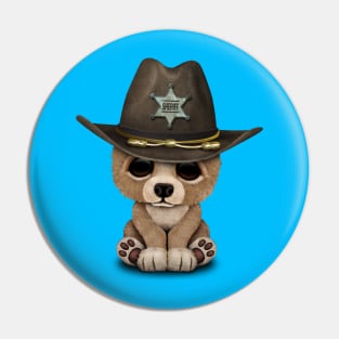 Cute Baby Bear Cub Sheriff Pin