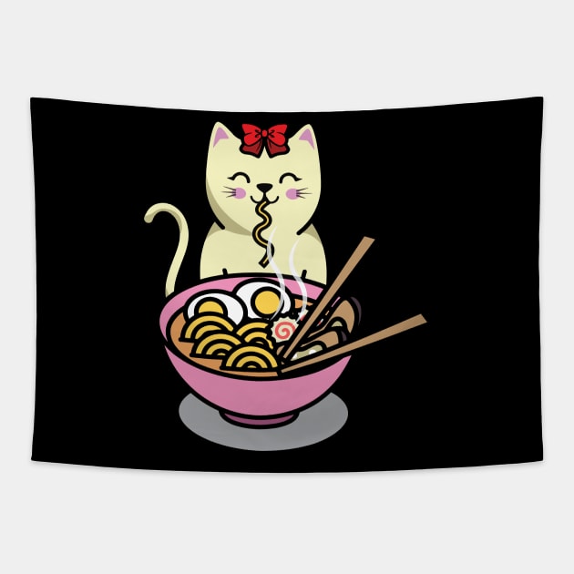 eating cat Tapestry by Chaoscreator