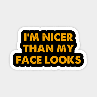 I'm Nicer Than My Face Looks Sarcasm Funny Magnet