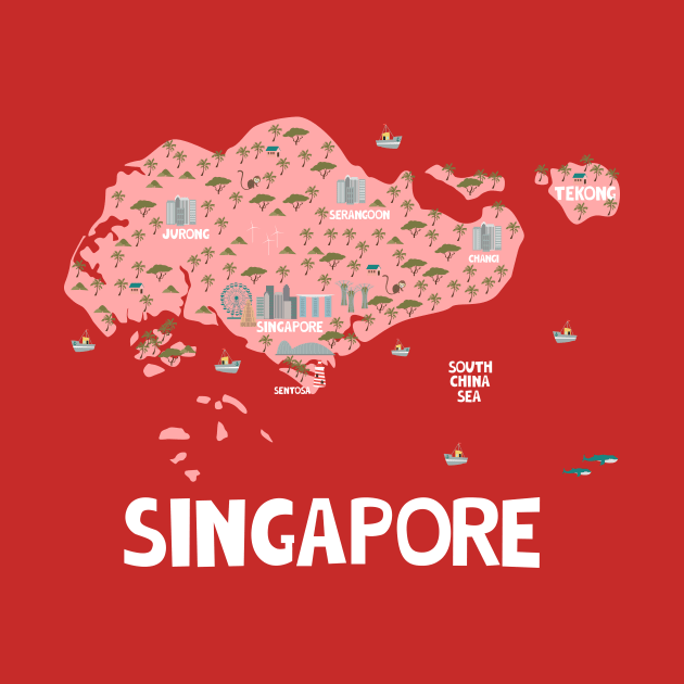 Singapore Illustrated Map by JunkyDotCom