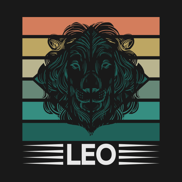 Leo in front of a stylized vintage sun Zodiac by GrafDot