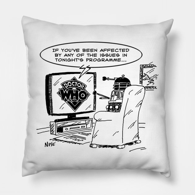 Dr Who and the Daleks Pillow by NigelSutherlandArt