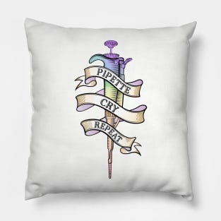 Pipette Cry Repeat PCR Science Tattoo Style Design Pillow