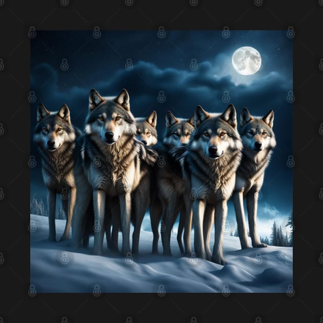 Full Moon Wolf Pack by Ryzan35