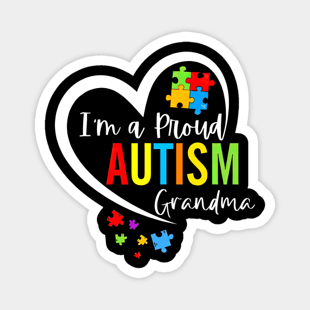 I'm A Proud Autism Grandma Heart Autism Awareness Puzzle Magnet by Ripke Jesus