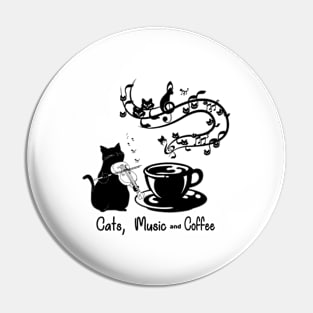 cats music and coffee Pin