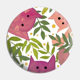 Cats and branches - pink and green Pin